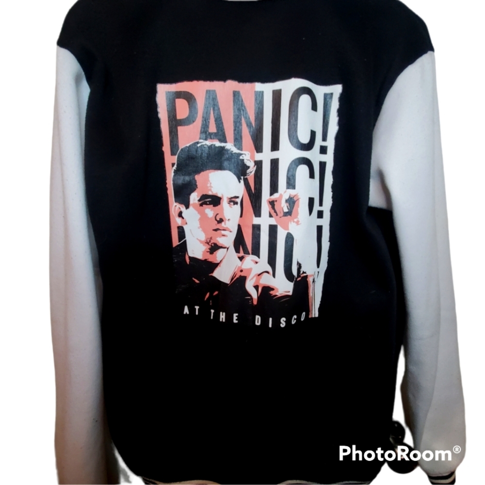 Panic at the Disco Bomber Jacket Black & White Button UP